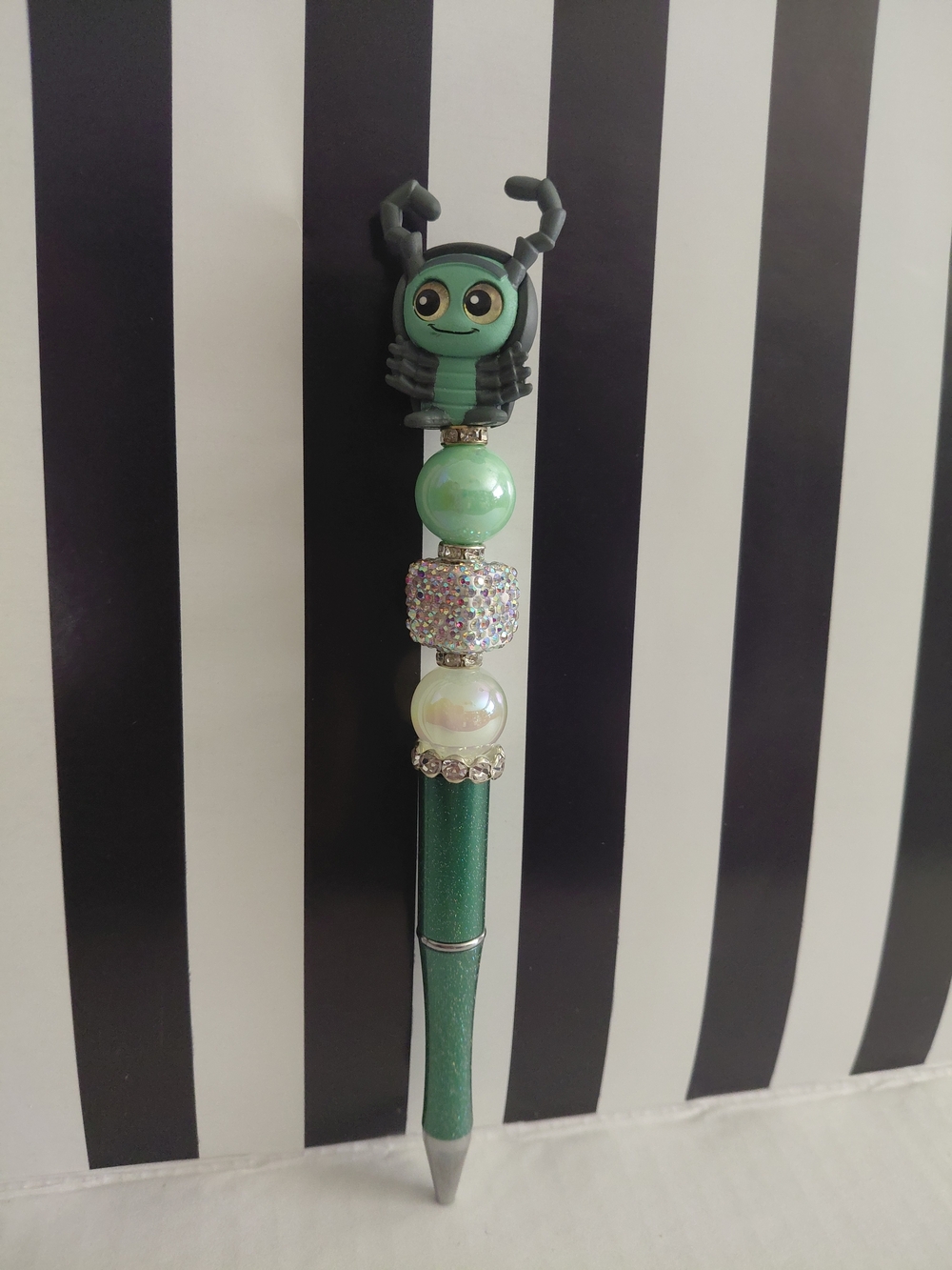 Bugs Life Green Bug Charm Beaded Pen